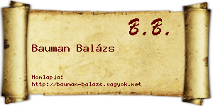 Bauman Balázs névjegykártya